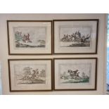 Quartet of Framed Antique 18th Century Charicature Coloured Etchings - inc Thomas Rowlandson (1756-1
