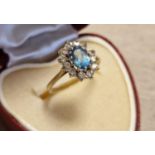 9ct Gold & Blue Topaz Cluster Dress Ring, size L+0.5