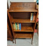 Good Quality Oak Bookcase with Carved Detail to Shelves