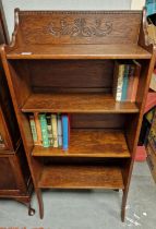 Good Quality Oak Bookcase with Carved Detail to Shelves