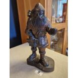 Carved Wooden Figure of Father Christmas Santa Claus - 30cm tall, marked 'Pangavin' to base, possibl