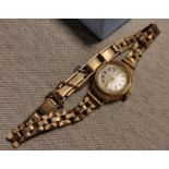 9ct Gold Swiss Empress Cocktail Watch w/Rolled Gold Strap - 14.4g