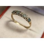 9ct Gold, Blue Topaz and Diamond Eternity Ring, size O