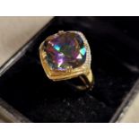 9ct Gold, Mystic Topaz & Diamond Dress Ring, 4.1g and size O