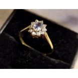 9ct Gold & Aquamarine Cluster Dress Ring, size P+0.5