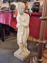 Large Stone Greek/Roman Style Statue of a Bathed Lady - height approx 81cm