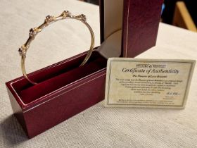 Brooks & Bentley Boxed 9ct Gold & Ameythst Bangle - 8.8g