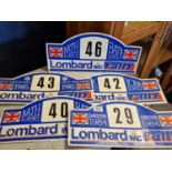 Collection of Five 1980's Lombard RAC Motor Racing Rally Signs - Automobila Interest