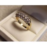 9ct Gold & Tanzanite Triple Row Half Eternity Ring, 2.85g and size P