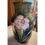 Large Early Moorcroft Signed WM W Moorcroft Pink & White Freesia Vase - w/a Green into Blue colourwa