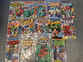 Set of 14 Early 1980's Marvel Comic Books Superhero Comics inc Iron Man, Power Man, Hulk, Thor, Defe
