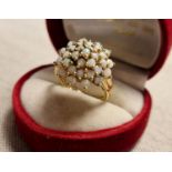 9ct Gold & Opal Cluster Ring, 3.9g & size m+0.5