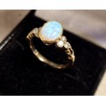 9ct Gold & Opal Dress Ring, size N & 2.5g