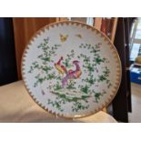 Turn-of-the-century Japanese Decorative Centrepiece Plate w/ Birds of Paradise Decoration - 31cm dia