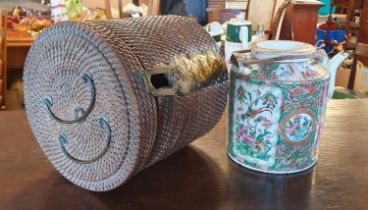 Chinese Teapot and Matching Basket