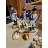 Trio of Continental Porcelain Napoleon Figures + 3x The Nelson Collection Pieces inc Snuff Box and P