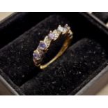 9ct Gold, Ameythst and Diamond Half Eternity Ring, 2.1g and size M