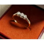 18ct White Gold & Triple Diamond Engagemen Ring, 2.1g and size M+0.5