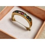 9ct Gold Multi-Stone Half Eternity Ring, 2g and size O