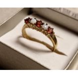 9ct Gold, Garnet & Opal Dress Ring, 3.1g and size R