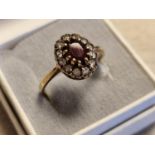 9ct Gold & Garnet Dress Ring, size P