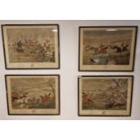 Set of Four Antique Hunting Prints - Grand Leicestershire Fox Hunt by Alken Junior