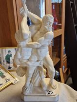 Plaster/Resin Figure of Hercules and Diomedes - approx 37cm tall, Greek Mythology interest