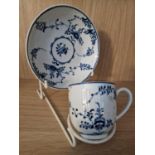 Antique Blue & White German Pottery Cup & Saucer, likely Von Schierholz or Schlesische Porzellanfabr