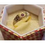 Antique 15ct Gold, Ruby & Diamond Mourning Ring, size P+0.5