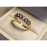 9ct Gold & Blue Topaz Half Eternity Ring, 2.15g and size L