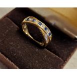 9ct Gold, Sapphire & Diamond Crossover Half Eternity Ring, 3g and size P