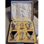 Cased 1930s Mappin & Webb Hallmarked Silver Double Cruet Set - 281g total silver content