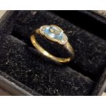 9ct Gold & Blue Topaz Dress Ring, size O