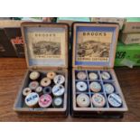 A Pair of Vintage Brooks Sewing Cottons Boxes inc Coats, Sylko etc