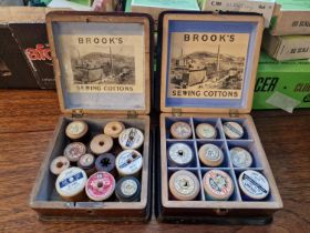 A Pair of Vintage Brooks Sewing Cottons Boxes inc Coats, Sylko etc