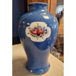Large Signed 1920's Moorcroft William Moorcroft Signed Powder Blue Floral Panel Vase - 31cm high