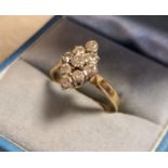 Nine-Stone 1940's 18ct Gold & Diamond Dress Ring, 3.2g, size J