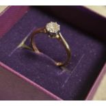 18ct Gold & Diamond Engagement Ring w/0.25ct of diamonds, 2.3g and size L