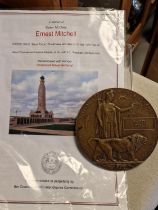 WWII World War Two Death Penny + Paperwork - Royal Navy Stoker Ernest Mitchell from HMS Black Prince