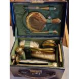 Turn-of-the-century Compact Ladies Travelling Vanity Case Set - 15.5x11x8.5cm