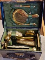 Turn-of-the-century Compact Ladies Travelling Vanity Case Set - 15.5x11x8.5cm