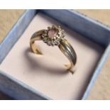 9ct Gold, Ameythst and Diamond Dress Ring, 3.3g and size P