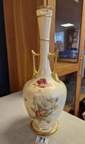 Antique Edward Raby (1863-1940) Royal Worcester Insect and Floral Detail Signed Vase - 39cm tall