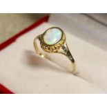 9ct Gold & Opal Dress Ring - size S