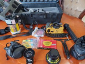 Cased 1995 Sea + Sea MotorMarine II EX underwater SLR camera, with accessories, sighted flashlight,