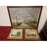 Collection of Three Countryside Watercolour Paintings by M Needham and James Allan