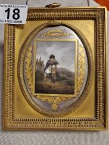 Framed Early 19th Century Antique Framed Painting of Napoleon Bonaparte (1769-1821) - gilt and handp