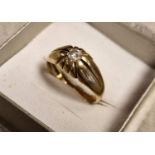 Vintage 9ct Gold & Diamond Engagement Ring - size O+0.5, 3.9g
