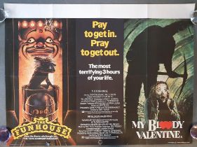 Folded UK quad double-bill film poster (40"x30") for the Funhouse / My Bloody Valentine (1981) (pinh