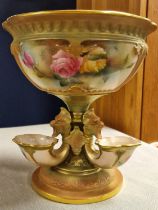 Handpainted and Signed 1912 Royal Worcester Antique Floral Centrepiece - signed A.Lane and marked wi
